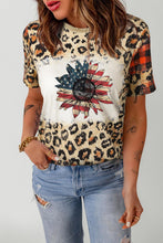 Load image into Gallery viewer, Leopard Plaid Floral Tee Shirt - Shop &amp; Buy

