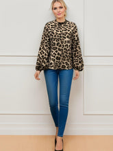 Load image into Gallery viewer, Leopard Print Chic Blouse - Stylish Mock Neck with Flowy Long Sleeves - Shop &amp; Buy

