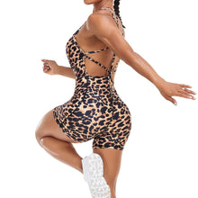 Load image into Gallery viewer, Leopard Yoga Set Women Jumpsuit Sleeveless Tracksuit One Piece Sports Sexy Backless Workout Fitness Sportswear Gym Short Pants - Shop &amp; Buy
