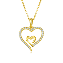 Load image into Gallery viewer, Love Forever Heart Moissanite Necklace 925 Sterling Silver Heart to Heart Delicate Wedding Necklace for Women - Shop &amp; Buy
