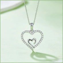 Load image into Gallery viewer, Love Forever Heart Moissanite Necklace 925 Sterling Silver Heart to Heart Delicate Wedding Necklace for Women - Shop &amp; Buy
