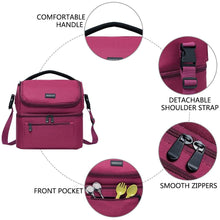 Load image into Gallery viewer, Lunch Bag Insulated Lunch Cooler Bag Leak-proof in Dual Compartment Bento Bag for Women Men 14 Cans Picnic Bag Burgundy - Shop &amp; Buy
