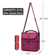 Load image into Gallery viewer, Lunch Bag Insulated Lunch Cooler Bag Leak-proof in Dual Compartment Bento Bag for Women Men 14 Cans Picnic Bag Burgundy - Shop &amp; Buy
