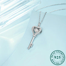 Load image into Gallery viewer, Lustrous 925 Sterling Silver Moissanite Heart Key Necklace - 1 Carat Dazzling Gemstone, Timeless Elegant Style - Shop &amp; Buy
