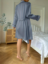 Load image into Gallery viewer, Luxurious Satin Pajama Set - Cozy Long Sleeve Robe with Belt, V-Neck Cami Top &amp; Shorts - Womens Effortless Sleepwear - Shop &amp; Buy
