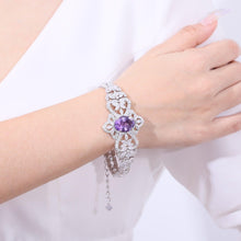 Load image into Gallery viewer, Luxury Gemstone Bracelet Natural Amethyst Vintage Bridal Bracelet Bangle in 925 Sterling Silver Wedding Jewelry - Shop &amp; Buy