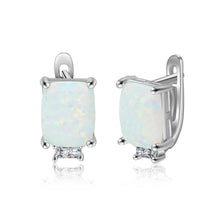 Load image into Gallery viewer, Luxury Hoop Earrings for Women Rectangular White Opal Earrings with Zircon Jewelry - Shop &amp; Buy
