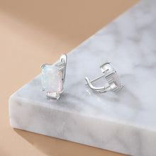 Load image into Gallery viewer, Luxury Hoop Earrings for Women Rectangular White Opal Earrings with Zircon Jewelry - Shop &amp; Buy

