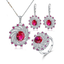 Load image into Gallery viewer, Luxury Lab Created Ruby Vintage Jewelry Set 925 Sterling Silver Ring Earrings Pendant Sets For Women Fine Jewelry - Shop &amp; Buy
