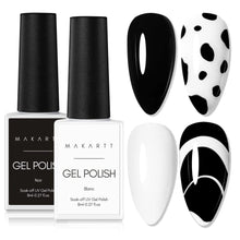 Load image into Gallery viewer, Makartt Black White Nail Gel Polish Set Trendy and Classic Nail Lacquer Soak Off LED Nails Gel Nail Art Design Decoration Gift - Shop &amp; Buy
