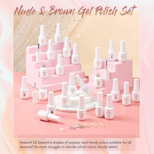 Load image into Gallery viewer, Makartt Gel Nail Polish Kit, 22 Color Nude Gel Nail Polish Set All Seasons Skin Tones Pink Brown Neutral Glitter Soak Off LED - Shop &amp; Buy