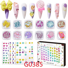 Load image into Gallery viewer, Makartt Nail Decoration Set 12 Boxes Nail Jewels Sequins Nail Glitters with 3 Sheets Nail Foil Prints Stickers DIY Acrylic Nail - Shop &amp; Buy
