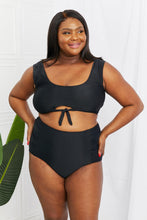 Load image into Gallery viewer, Marina West Swim Sanibel Crop Swim Top and Ruched Bottoms Set in Black - Shop &amp; Buy
