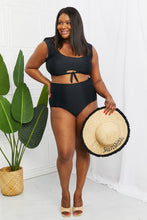 Load image into Gallery viewer, Marina West Swim Sanibel Crop Swim Top and Ruched Bottoms Set in Black - Shop &amp; Buy