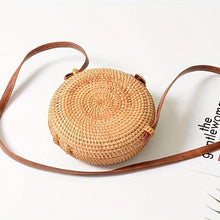 Load image into Gallery viewer, Mini Rattan Woven Round Bag, Boho Style Square Beach Bag, Fashion Straw Braided Crossbody Purses (7.09x2.76inch) - Shop &amp; Buy
