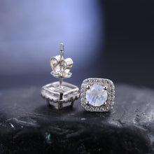 Load image into Gallery viewer, Minimalist Dainty Moonstone Earring 5mm Milky Blue Moonstone Studs Earrings in 925 Sterling Silver June Birthstone - Shop &amp; Buy
