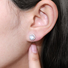 Load image into Gallery viewer, Minimalist Earrings 5mm Milky Blue Moonstone Studs Earrings in 925 Sterling Silver June Birthstone Gift For Her - Shop &amp; Buy
