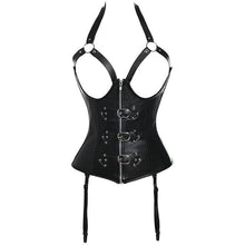 Load image into Gallery viewer, Miss Moly steampunk Corset Gothic Faux leather Bustier Steel Boned Women Tummy Lingerie Tops - Shop &amp; Buy