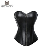 Load image into Gallery viewer, Miss Moly Steampunk Corset Sexy Gothic Faux leather Bustier Plastic Boned Women Tummy Slimming Top - Shop &amp; Buy