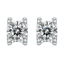 Load image into Gallery viewer, Moissanite Earrings 0.5ct 5mm Round Moissanite Twisted Prong Stud Earrings in 925 Sterling Silver Gift For Her - Shop &amp; Buy
