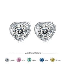 Load image into Gallery viewer, Moissanite Earrings 0.5ct 5mm Round Pink Blue Moissanite Heart Stud Earrings in 925 Sterling Silver Gift For Her - Shop &amp; Buy

