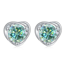 Load image into Gallery viewer, Moissanite Earrings 0.5ct 5mm Round Pink Blue Moissanite Heart Stud Earrings in 925 Sterling Silver Gift For Her - Shop &amp; Buy