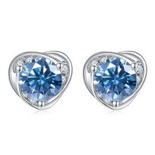 Load image into Gallery viewer, Moissanite Earrings 0.5ct 5mm Round Pink Blue Moissanite Heart Stud Earrings in 925 Sterling Silver Gift For Her - Shop &amp; Buy
