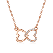 Load image into Gallery viewer, Moissanite Heart-Shaped Infinity Loop Necklace Double Love Heart Pendant in 925 Sterling Silver Gift For Her - Shop &amp; Buy
