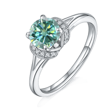 Load image into Gallery viewer, Moissanite Ring 1.0CT DEF 6.5mm Round Pink Blue Yellow Beloved Moissanite Halo Engagement Ring in Sterling Silver - Shop &amp; Buy
