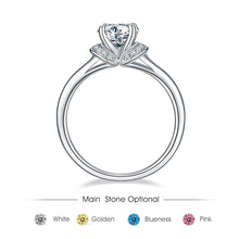 Load image into Gallery viewer, Moissanite Ring 1.0CT DEF 6.5mm Round Pink Blue Yellow Beloved Moissanite Halo Engagement Ring in Sterling Silver - Shop &amp; Buy
