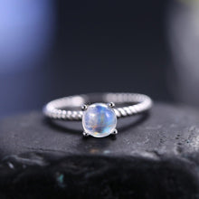 Load image into Gallery viewer, Moonstone Jewellery Textured Milky Blue Moonstone Ring in 925 Sterling Silver, Stylish Gemstone Ring Gift for Her - Shop &amp; Buy
