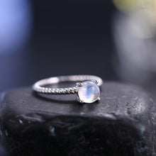 Load image into Gallery viewer, Moonstone Jewellery Textured Milky Blue Moonstone Ring in 925 Sterling Silver, Stylish Gemstone Ring Gift for Her - Shop &amp; Buy
