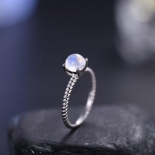 Load image into Gallery viewer, Moonstone Jewellery Textured Milky Blue Moonstone Ring in 925 Sterling Silver, Stylish Gemstone Ring Gift for Her - Shop &amp; Buy
