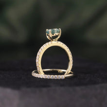 Load image into Gallery viewer, Moss Agate Ring Set 925 Sterling Silver Dainty Moss Agate Engagement Ring Helf Eternity Wedding Band Promise Ring - Shop &amp; Buy
