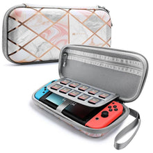 Load image into Gallery viewer, Mumba Deluxe Ulta Slim Hard Shell Travel Carrying Case Pouch For Nintendo Switch - holds 10 Game Cartridges - Pink Marble - Shop &amp; Buy