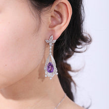 Load image into Gallery viewer, Natural Amethyst Statement Earrings in 925 Sterling Silver Chandelier Earrings Luxury Bridal Jewelry Gift For Her - Shop &amp; Buy
