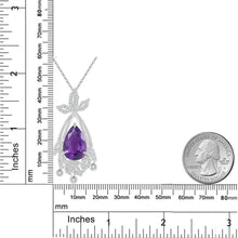 Load image into Gallery viewer, Natural Amethyst Statement Pendant in 925 Sterling Silver Chandelier Necklace Luxury Bridal Jewelry Gift For Her - Shop &amp; Buy
