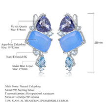 Load image into Gallery viewer, Natural Aqua blue Calcedony Earrings 925 Sterling Silver Colorful Modern irregular Drop Earrings for Women - Shop &amp; Buy
