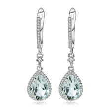 Load image into Gallery viewer, Natural Green Amethyst Prasiolite Gemstone Drop Earrings 925 Sterling Silver Earrings Fine Jewelry for Women - Shop &amp; Buy
