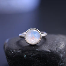 Load image into Gallery viewer, Natural Rainbow Moonstone, 925 Sterling Silver, Dainty Gemstone Ring, Gift For Her, Promise Ring, June Birthstone - Shop &amp; Buy
