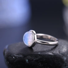 Load image into Gallery viewer, Natural Rainbow Moonstone, 925 Sterling Silver, Dainty Gemstone Ring, Gift For Her, Promise Ring, June Birthstone - Shop &amp; Buy
