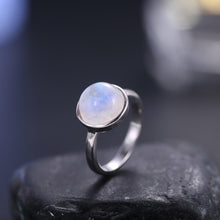 Load image into Gallery viewer, Natural Rainbow Moonstone, 925 Sterling Silver, Dainty Gemstone Ring, Gift For Her, Promise Ring, June Birthstone - Shop &amp; Buy
