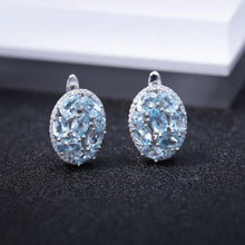 Load image into Gallery viewer, Natural Sky Blue Topaz Pure 925 Sterling Silver Oval Clip Earrings Women Gift Vintage Luxury Fine Costume Jewelry - Shop &amp; Buy

