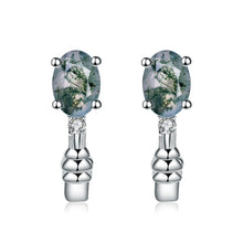 Load image into Gallery viewer, Nature Inspired Moss Agate Studs Gemstone Earrings in 925 Sterling Silver Unique Bridal Wedding For Women - Shop &amp; Buy
