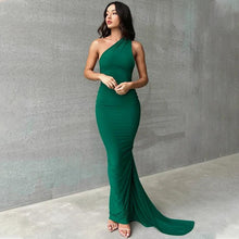 Load image into Gallery viewer, Neon Y2K Clothes One Shoulder Sleeveless Backless Ruched Bodycon Maxi Dresses For Women Club Birthday Party Evening Prom - Shop &amp; Buy
