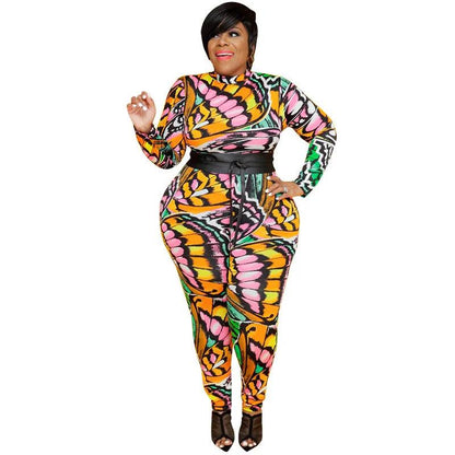 New Jumpsuit Women Plus Size Women Clothing Print Long Sleeve  Bodycon Stretch Romper Fashion Streetwear - Shop & Buy