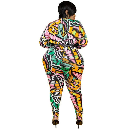 New Jumpsuit Women Plus Size Women Clothing Print Long Sleeve  Bodycon Stretch Romper Fashion Streetwear - Shop & Buy