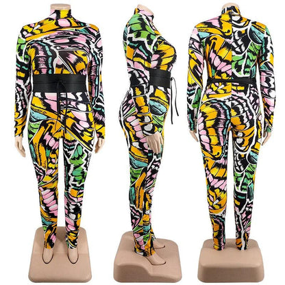 New Jumpsuit Women Plus Size Women Clothing Print Long Sleeve  Bodycon Stretch Romper Fashion Streetwear - Shop & Buy