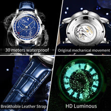 Load image into Gallery viewer, New Men Mechanical Watch Starry Seconds Dial Luxury Luminous Waterproof Business Leather Strap Automatic Man Watches - Shop &amp; Buy
