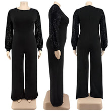 Load image into Gallery viewer, New Plus Size Jumpsuit Women Elegant Sequins Full Sleeve One Piece Outfit Solid Office Lady Romper - Shop &amp; Buy
